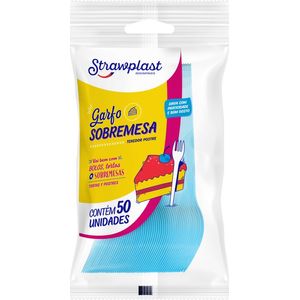 Garfo-Sobremesa-Strawplast-Cor-Azul---Pacote-com-50-UN